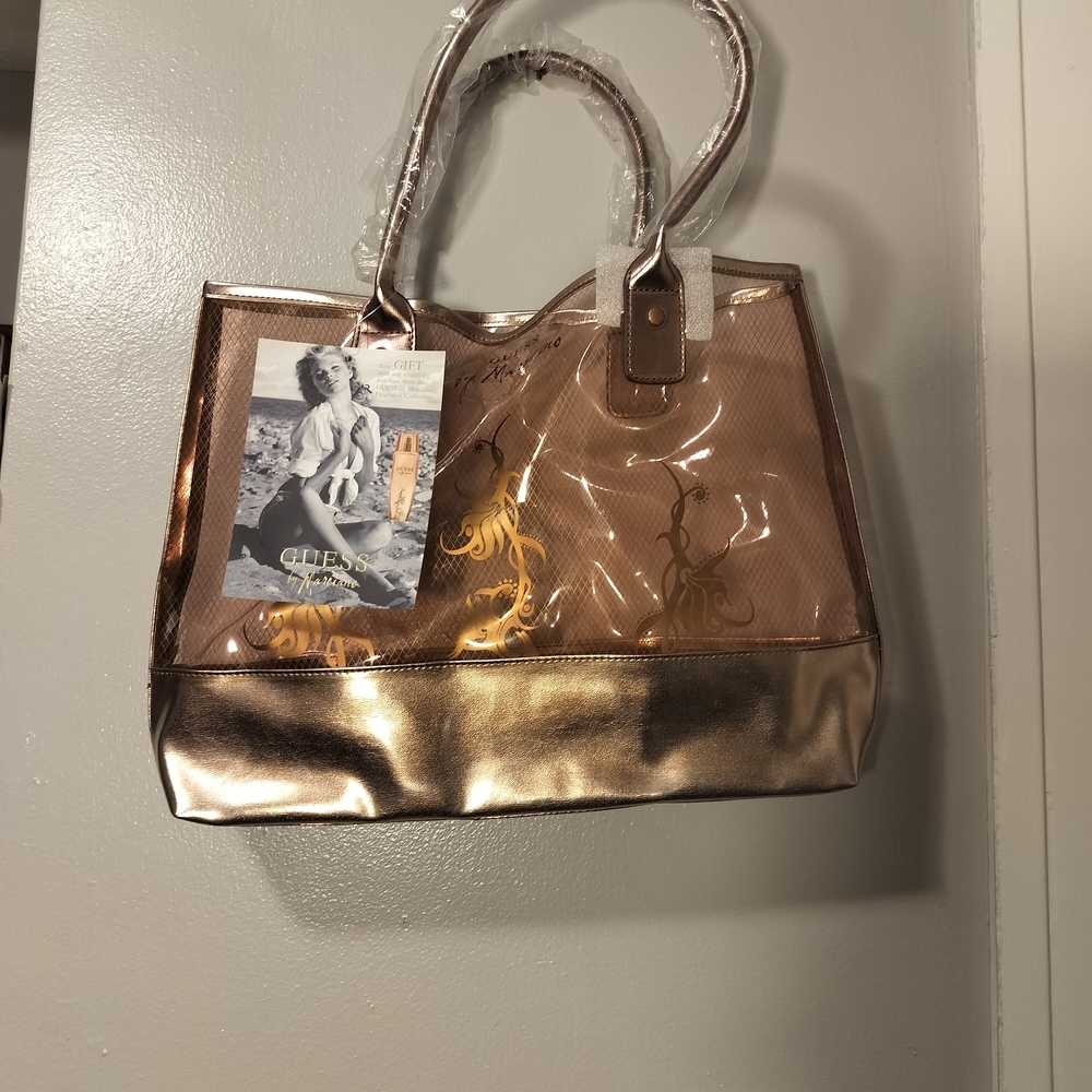 Guess by Marciano Gold Tote Bag with Classic Styling
